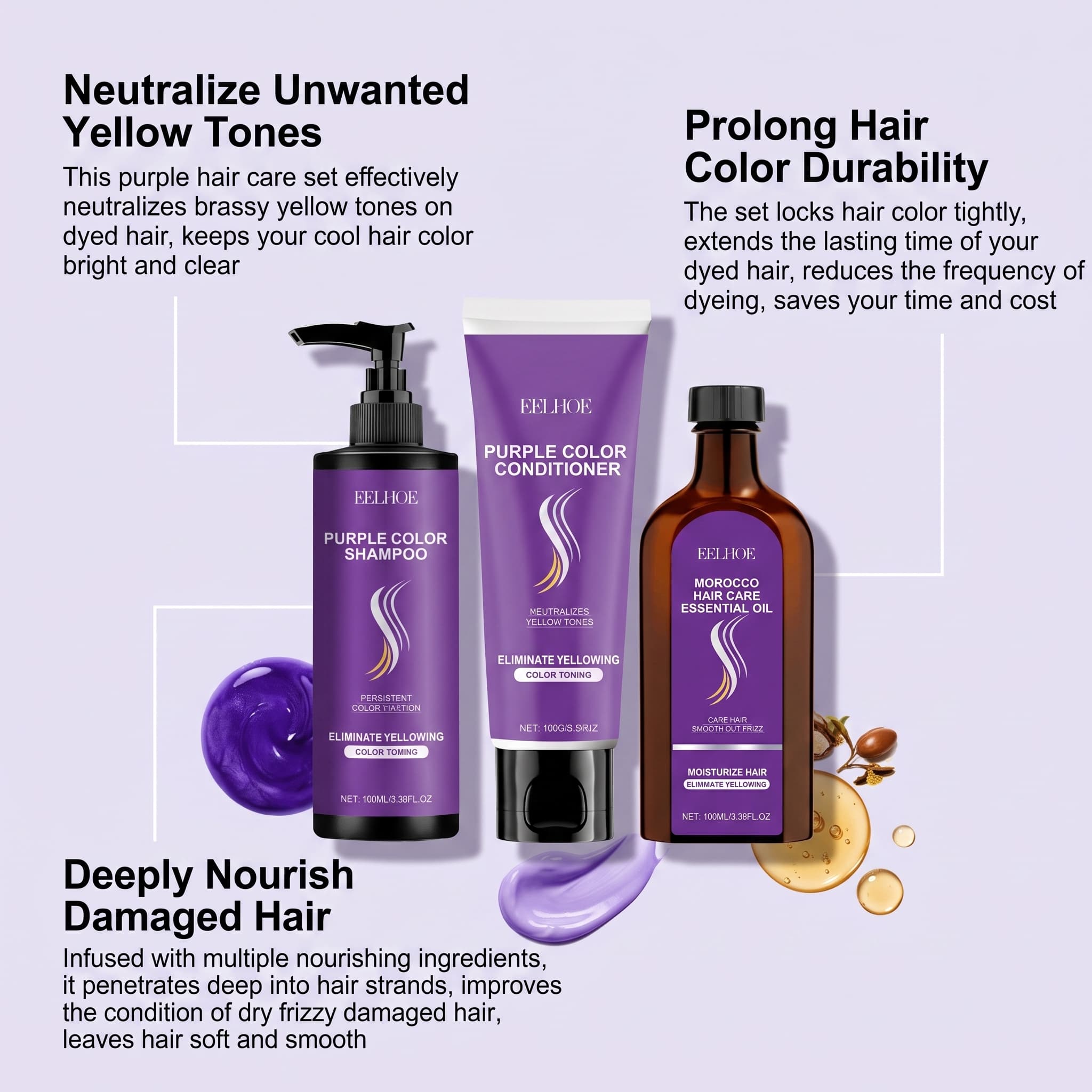 Purple Shampoo Set With Condit - Hair Care Conditioner recension och pris